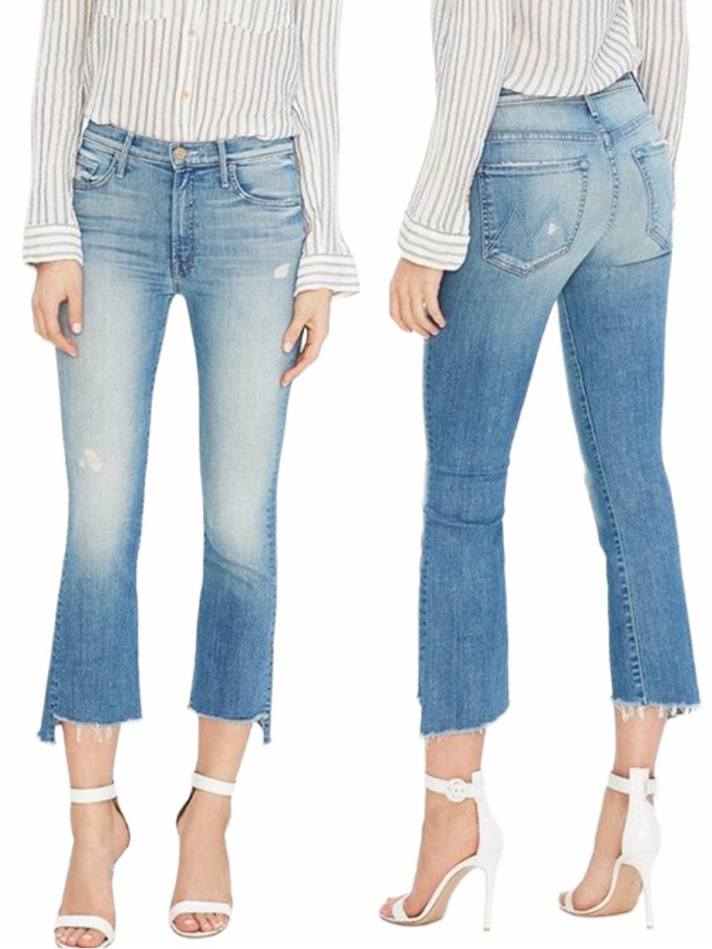 MOTHER Denim Insider Crop Step Fray Shake Well Jeans Size 28 Soft High Waist